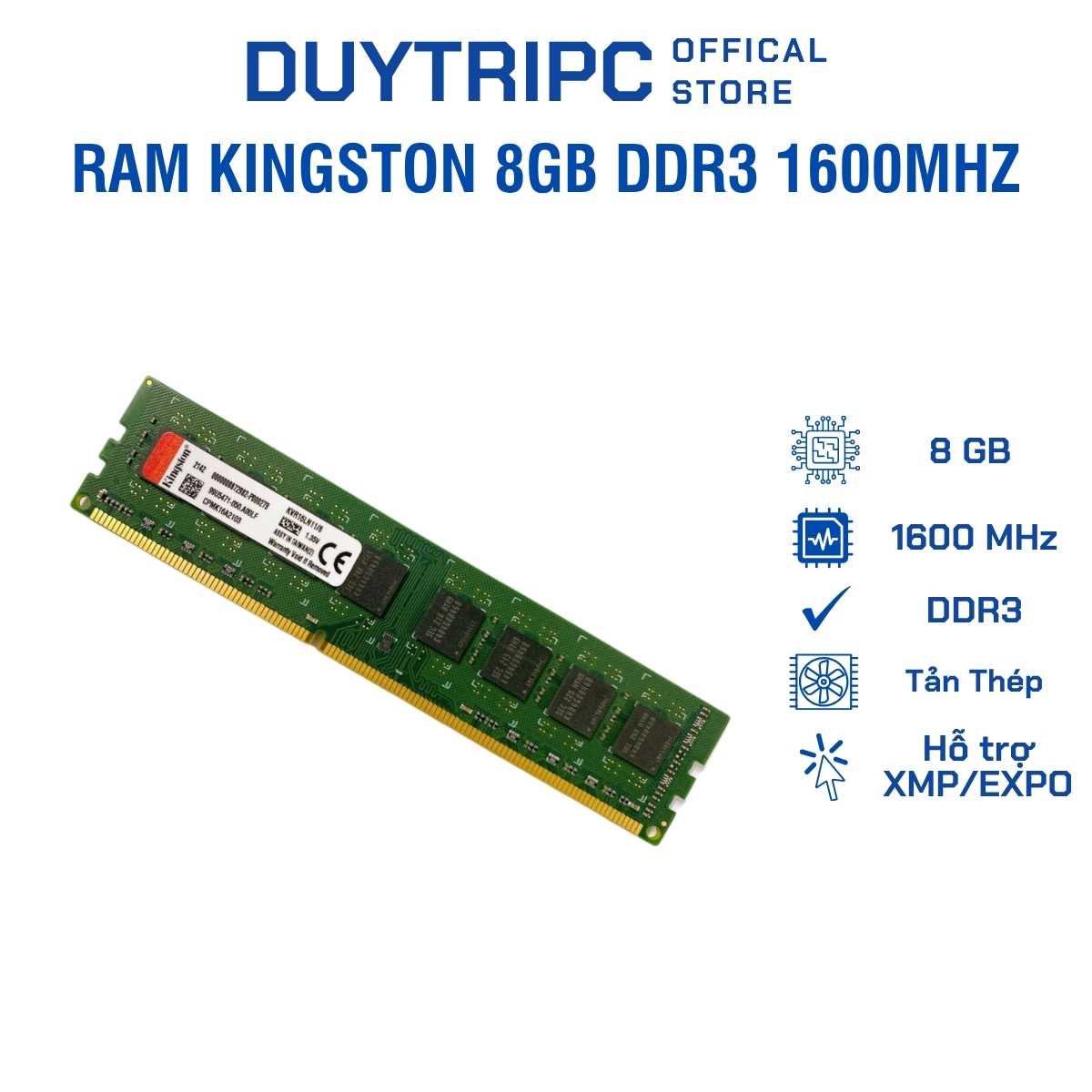 RAM Kingston 8GB DDR3 1600MHz – Bộ Nhớ Chính Hãng, Nâng Cấp Tốc Độ Cho PC Cũ